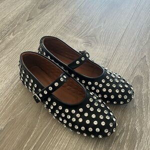 Alaia style cristal-embellishes leather ballet flats